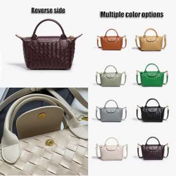Waiyqju Mini Small Size Braided Luxury Leather Women's top Handle Handbag Fashion Travel Daily Satchel