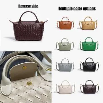 Waiyqju Mini Small Size Braided Luxury Leather Women's top Handle Handbag Fashion Travel Daily Satchel