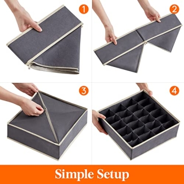 Lifewit Drawer Organizer 4PC Fabric Storage Bins Grey