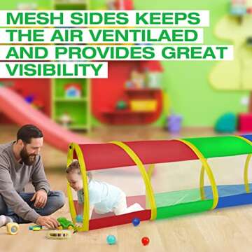 Play Tunnel for Toddlers 1-3, Kids Tunnel Crawling Indoor Outdoor Mesh See Through Pop Up Play Tent Crawl Tunnel Sensory Toy for Toddler Babies Children Girl Boy Game