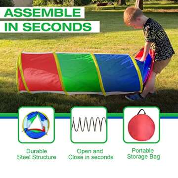 Play Tunnel for Toddlers 1-3, Kids Tunnel Crawling Indoor Outdoor Mesh See Through Pop Up Play Tent Crawl Tunnel Sensory Toy for Toddler Babies Children Girl Boy Game