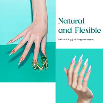 Beetles Stiletto Nail Tips-500Pcs Medium Clear Stiletto Nail Tips, Pre Shaped Clear Full Cover False Nails for Gel Polish Art Soak Off Lamp Easy Nail Extensions Acrylic False Nail Tips