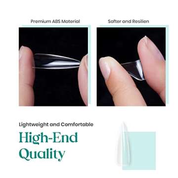 Beetles Stiletto Nail Tips-500Pcs Medium Clear Stiletto Nail Tips, Pre Shaped Clear Full Cover False Nails for Gel Polish Art Soak Off Lamp Easy Nail Extensions Acrylic False Nail Tips