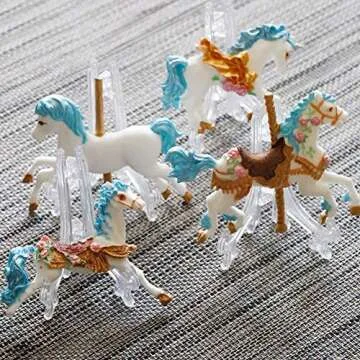 2Pcs/Set Carousel Horse Silicone Cake Fondant Molds Merry-Go-Round Sugar Craft Cupcake Gum Paste Decorating Mold for Carousel Cake Topper Birthday or Baby Shower Decorations Supplies