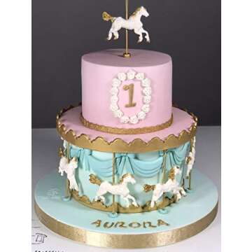 2Pcs/Set Carousel Horse Silicone Cake Fondant Molds Merry-Go-Round Sugar Craft Cupcake Gum Paste Decorating Mold for Carousel Cake Topper Birthday or Baby Shower Decorations Supplies