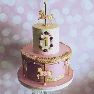 2Pcs/Set Carousel Horse Silicone Cake Fondant Molds Merry-Go-Round Sugar Craft Cupcake Gum Paste Decorating Mold for Carousel Cake Topper Birthday or Baby Shower Decorations Supplies