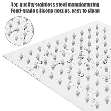 NearMoon Rain Shower Head, High Flow Stainless Steel Square Rainfall Shower, High Pressure Design, A...