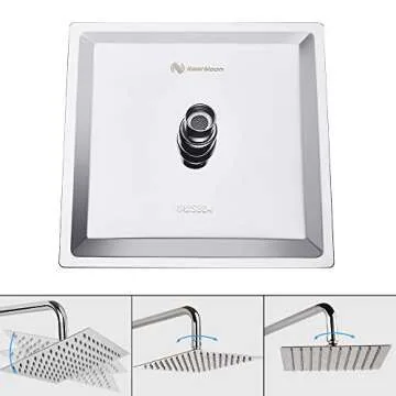 NearMoon Rain Shower Head, High Flow Stainless Steel Square Rainfall Shower, High Pressure Design, Awesome Shower Experience Even At Low Water Flow (8 Inch, Chrome Finish)
