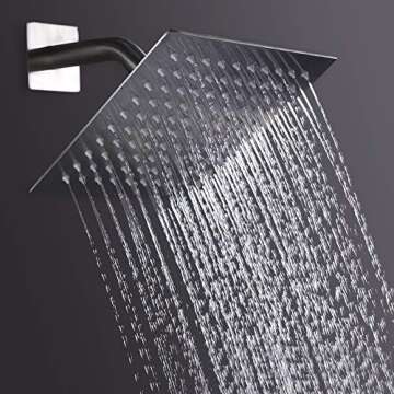 NearMoon Rain Shower Head, High Flow Stainless Steel Square Rainfall Shower, High Pressure Design, Awesome Shower Experience Even At Low Water Flow (8 Inch, Chrome Finish)