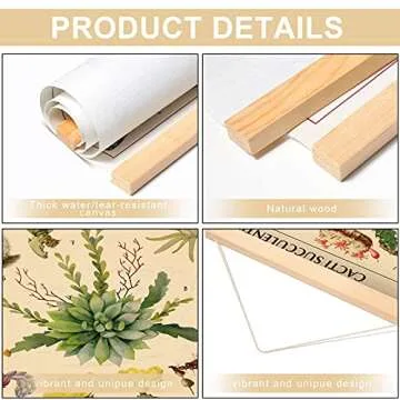 Tatuo Vintage Cacti Succulents Poster Cactus Wall Art Prints Rustic Cactus Hanging Wall Decor Hanging Canvas Frame Poster for Living Room Office Bedroom Dining Room Decor, 15.7 x 23.6 Inch