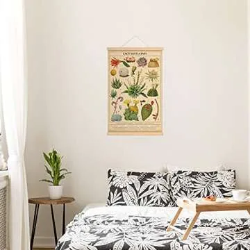 Tatuo Vintage Cacti Succulents Poster Cactus Wall Art Prints Rustic Cactus Hanging Wall Decor Hanging Canvas Frame Poster for Living Room Office Bedroom Dining Room Decor, 15.7 x 23.6 Inch