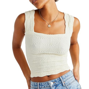 FP Dupes Cami Tank Tops for Women Square Neck Crop Tank Tops Summer Going Out Tops Slim Fit Lettuce ...