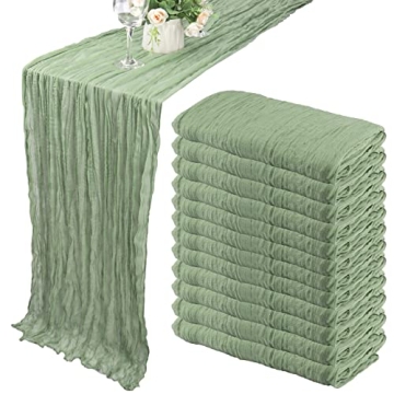 10Ft Dusty Sage Green Cheesecloth Table Runner Pack
