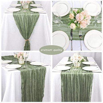 10Ft Dusty Sage Green Cheesecloth Table Runner Pack