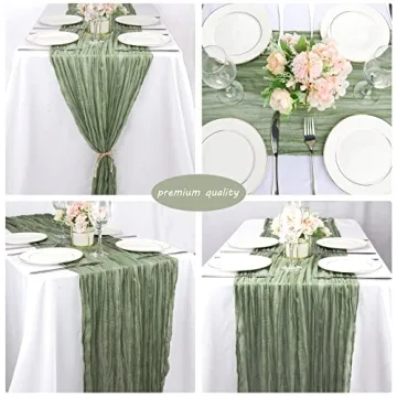 10Ft Dusty Sage Green Cheesecloth Table Runner Pack