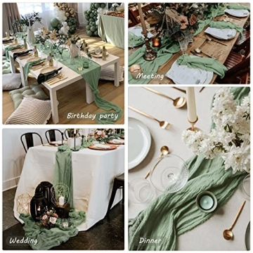 10Ft Dusty Sage Green Cheesecloth Table Runner Pack