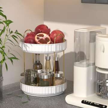 JNFUZ 360° Rotating Skincare Organizers, 9" 2 Tier Perfume Makeup Organizer Bathroom Counter Organizer Storage Spinning Countertop Makeup Organizers for Vanity, Cosmetics Rack for Dresser