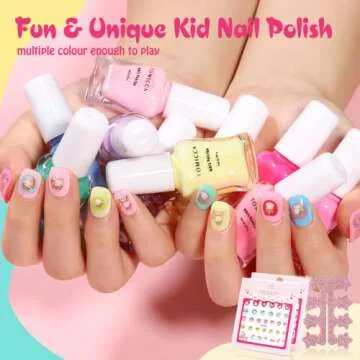 TOMICCA Kids Nail Polish Set - 12 Candy Rainbow Colors Non Toxic Water Based Odorless Peel Off Quick...