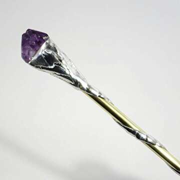 Amethyst Crystal Soldered Brass Wand