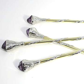Amethyst Crystal Soldered Brass Wand