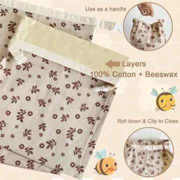 2 Pack Reusable Beeswax Bread Bags,Bread Bags for Homemade Bread,Cotton Beeswax Bread Bag to Keep Fresh,Sourdough Bread Bags