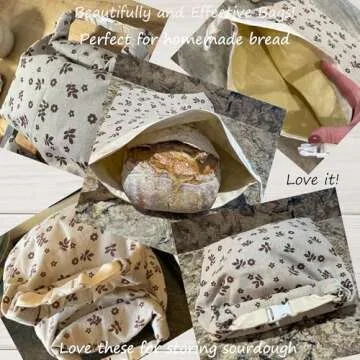 2 Pack Reusable Beeswax Bread Bags,Bread Bags for Homemade Bread,Cotton Beeswax Bread Bag to Keep Fresh,Sourdough Bread Bags