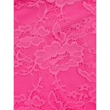 REORIA Women's Summer Fashion Sexy Square Neck Sleeveless Cute Trendy Going Out Lace Bustier Crop Tank Tops Neon Rose Red-X-Small