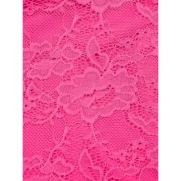 REORIA Women's Summer Fashion Sexy Square Neck Sleeveless Cute Trendy Going Out Lace Bustier Crop Tank Tops Neon Rose Red-X-Small