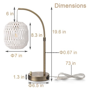 Stylish Rattan Table Lamp with USB Port for Boho Decor