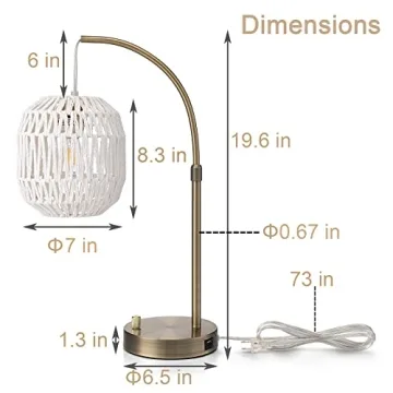 Stylish Rattan Table Lamp with USB Port for Boho Decor