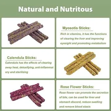 Natural Flower Flavored Timothy Hay Sticks for Small Pets