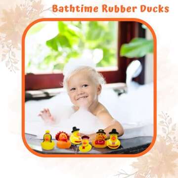 4E's Novelty Thanksgiving Rubber Duckies (12 Pack) Thanksgiving Themed Rubber Ducks Bulk Turkey & Pilgrim Ducks, Thanksgiving Party Favors Supplies for Kids Adults, Table Centerpiece, Bath Toys