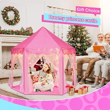 Princess Castle Play Tent with Lights for Girls