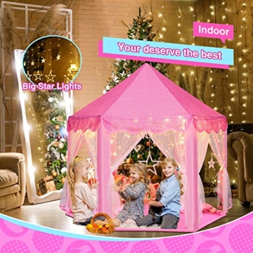 Princess Castle Play Tent with Lights for Girls