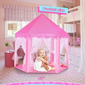 Princess Castle Play Tent with Lights for Girls