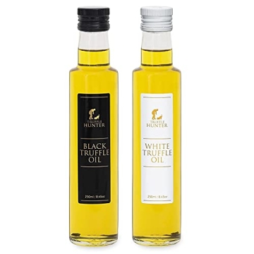 TruffleHunter - Black & White Truffle Oil Set - Extra Virgin Olive Oil for Cooking & Seasoning - 8.4...