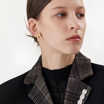 Gold Bow Earrings - Adorable & Lightweight Studs for Women
