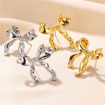 Gold Bow Earrings - Adorable & Lightweight Studs for Women