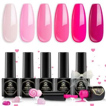 MEFA Pink Gel Nail Polish Set - 6 Vibrant Shades