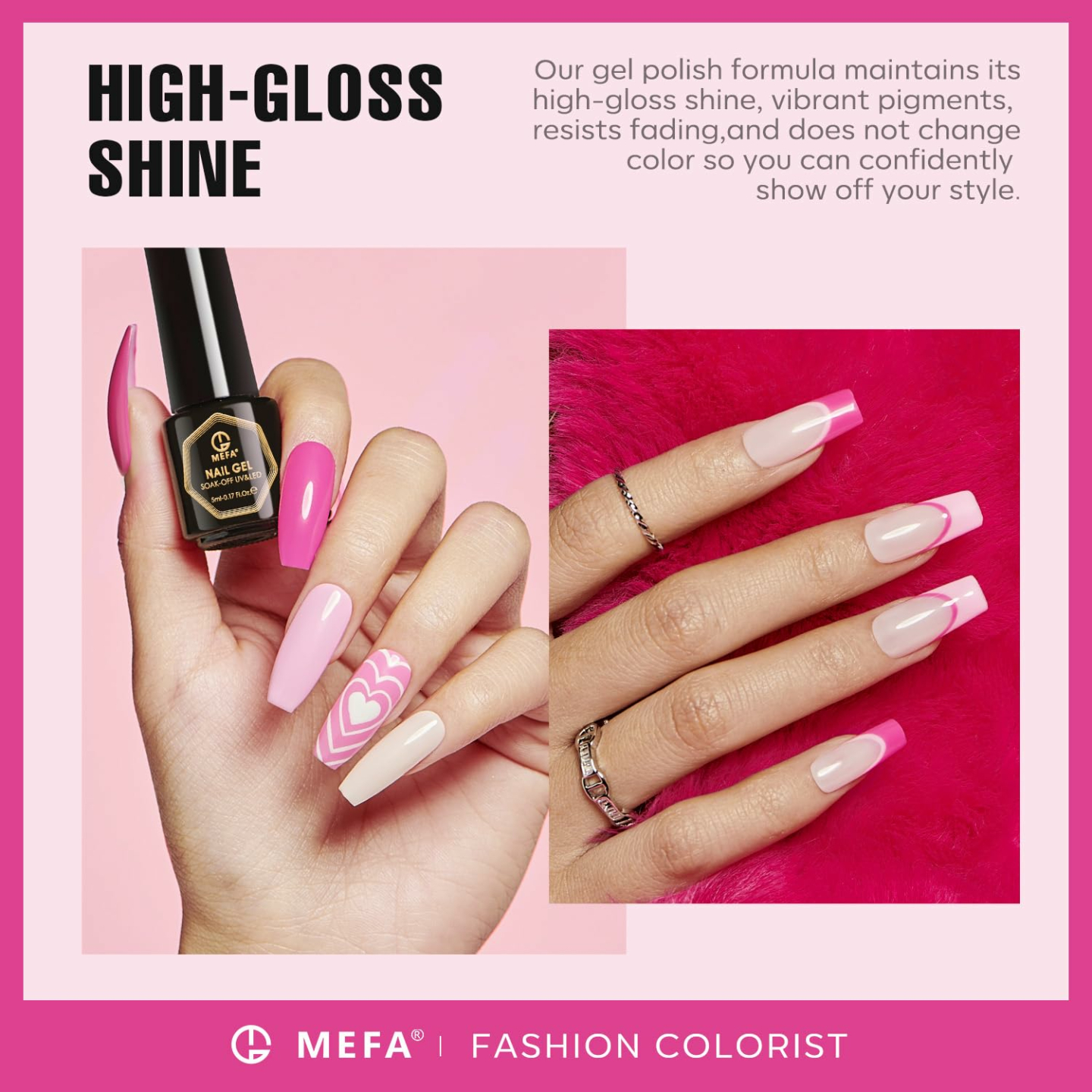MEFA Pink Gel Nail Polish Set - 6 Vibrant Shades