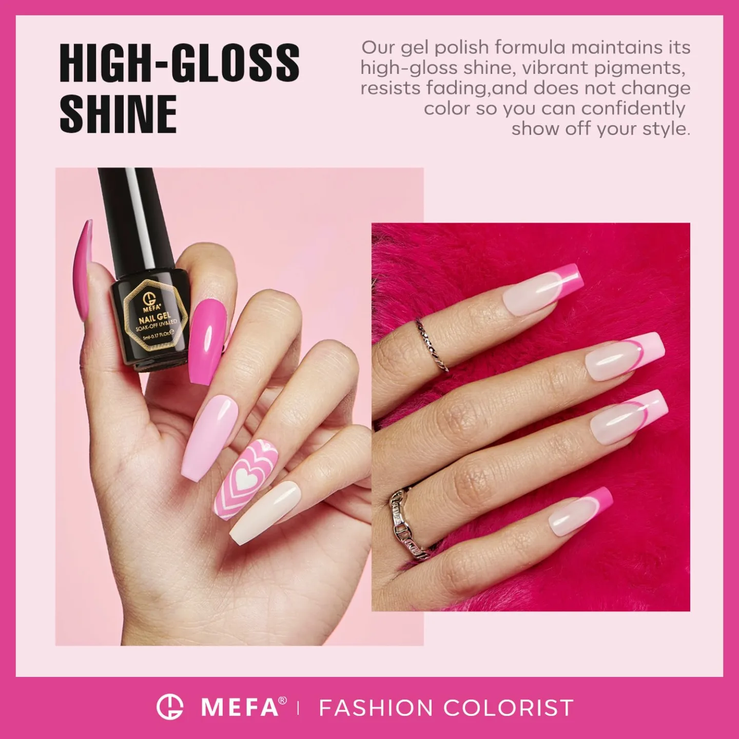 MEFA Pink Gel Nail Polish Set - 6 Vibrant Shades