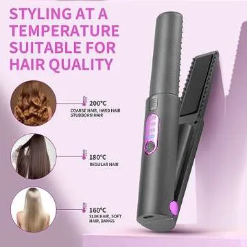 OBEST Cordless Hair Straighteners Curler 2 in 1, Mini Flat Iron A Portable Cordless Straightener with 5000mAh On The Go Travel Size Cordless Flat Iron for Thin Short Hair, with Safty Lid, 3 Temps.