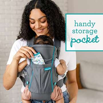 Infantino Swift Classic Carrier with Pocket, 2-Ways to Carry Carrier with Wonder Bib & Essentials St...
