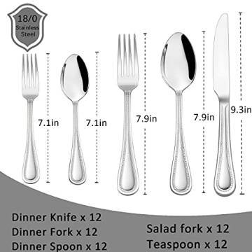 HaWare 60-Piece Stainless Steel Silverware Set for 12