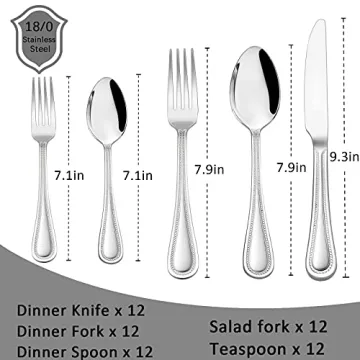 HaWare 60-Piece Stainless Steel Silverware Set for 12