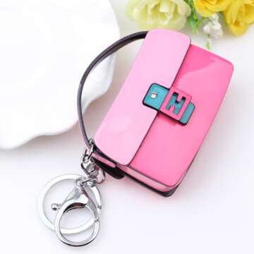 TIZURO Acrylic Color Matching Handbag Keychains Classic Baguette Purse Keyrings Novelty Jewelry For ...