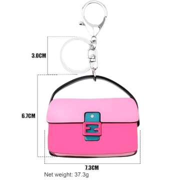 TIZURO Acrylic Color Matching Handbag Keychains Classic Baguette Purse Keyrings Novelty Jewelry For Women Car Accessories (Pink)