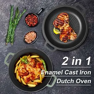 5.5 Quart Cast Iron Dutch Oven with Skillet Lid