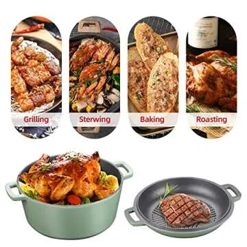 5.5 Quart Cast Iron Dutch Oven with Skillet Lid