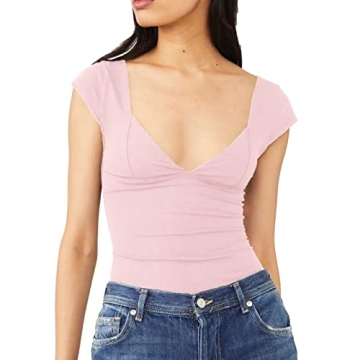 Sexy Y2K Women’s Crop Top Deep V Neck Backless Summer Tee